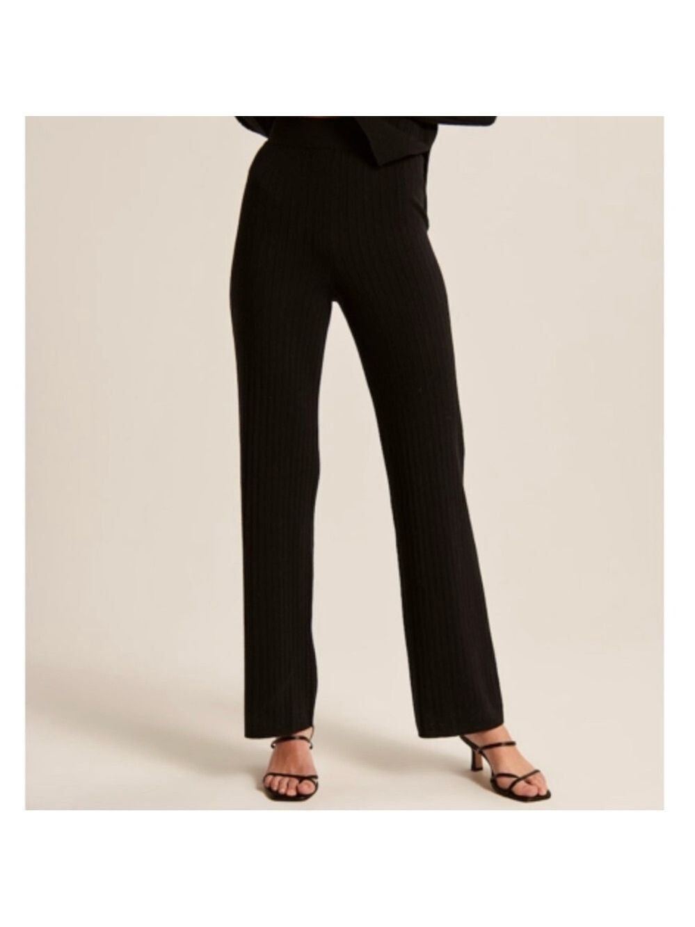 Abercrombie & Fitch Ribbed Straight Leg Sweater Pants Black Size XS